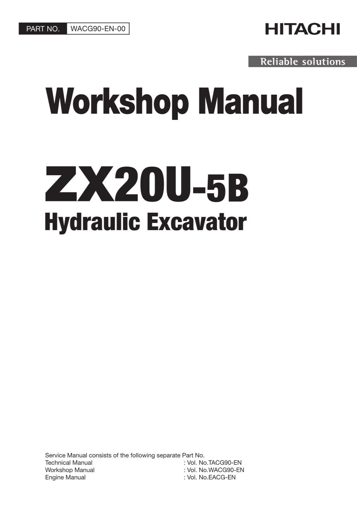 Hitachi ZX20U-5B Excavator Workshop Service Repair manual