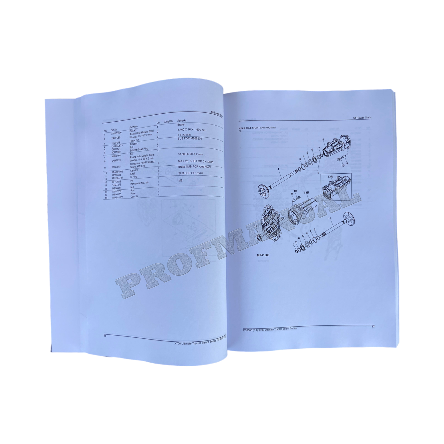 JOHN DEERE X700 TRACTOR PARTS CATALOG MANUAL