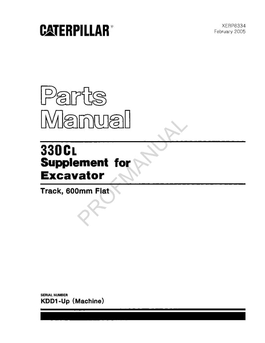 Caterpillar Cat 330C L Supplement Excavator Parts Catalog Manual XEBP8334