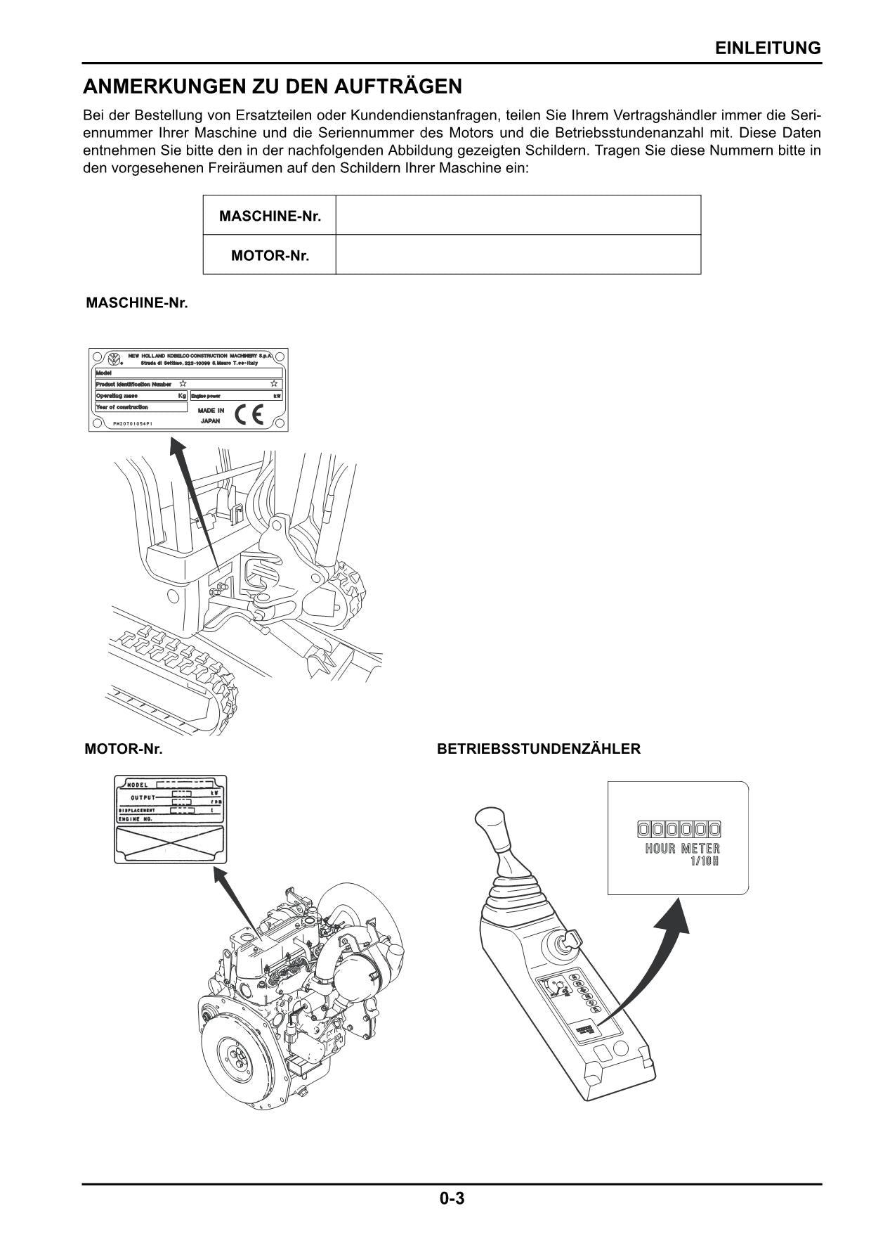 New Holland E18SR Bagger Manuel d'instructions