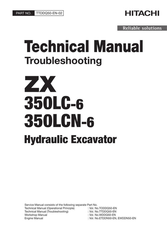 Hitachi ZX350LC-6 ZX350LCN-6 Excavator Troubleshoot Service Manual with Schemes