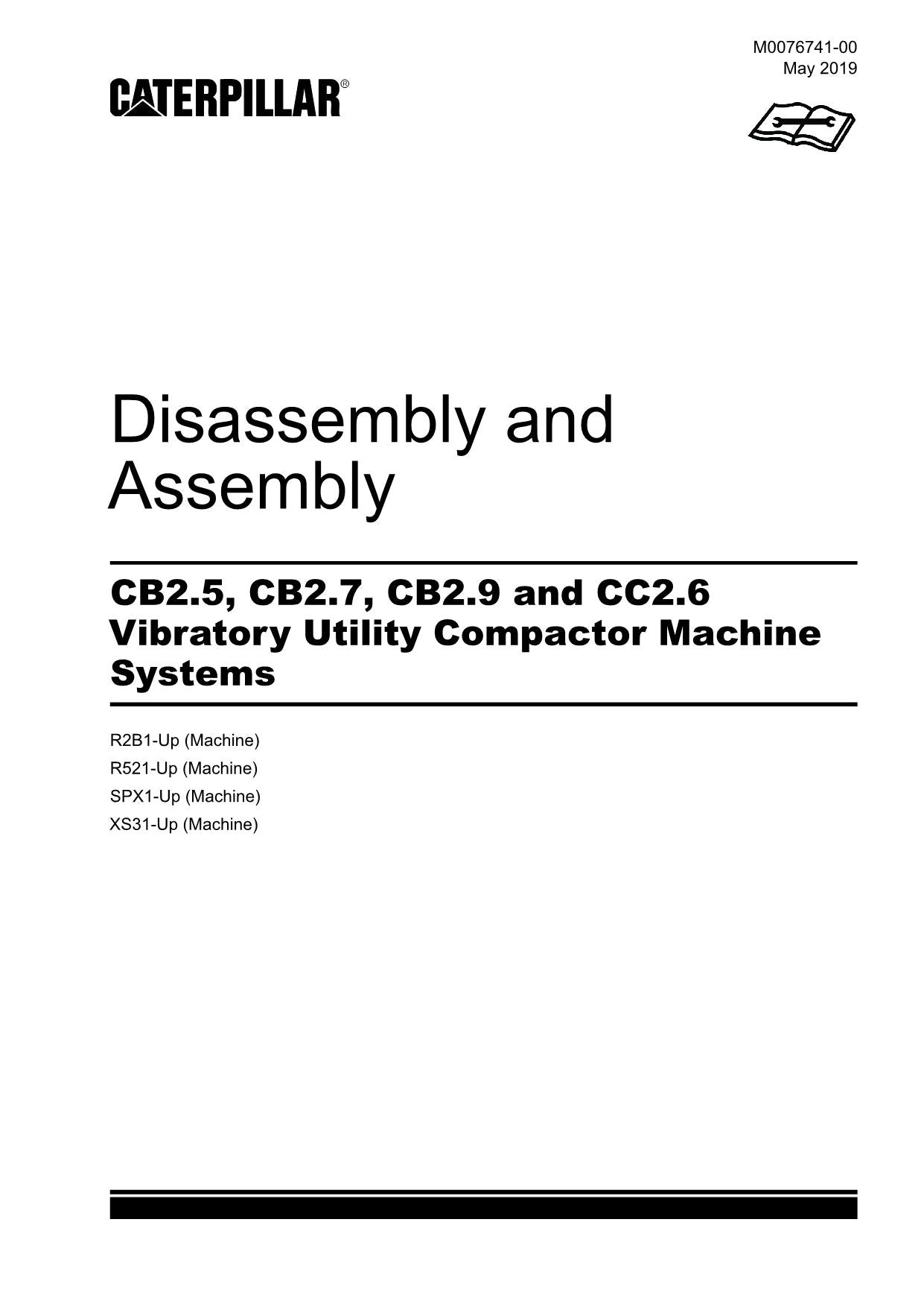 Caterpillar Cat CB2.5 CB2.7 Compactor Disassembly Assembly Service Manual