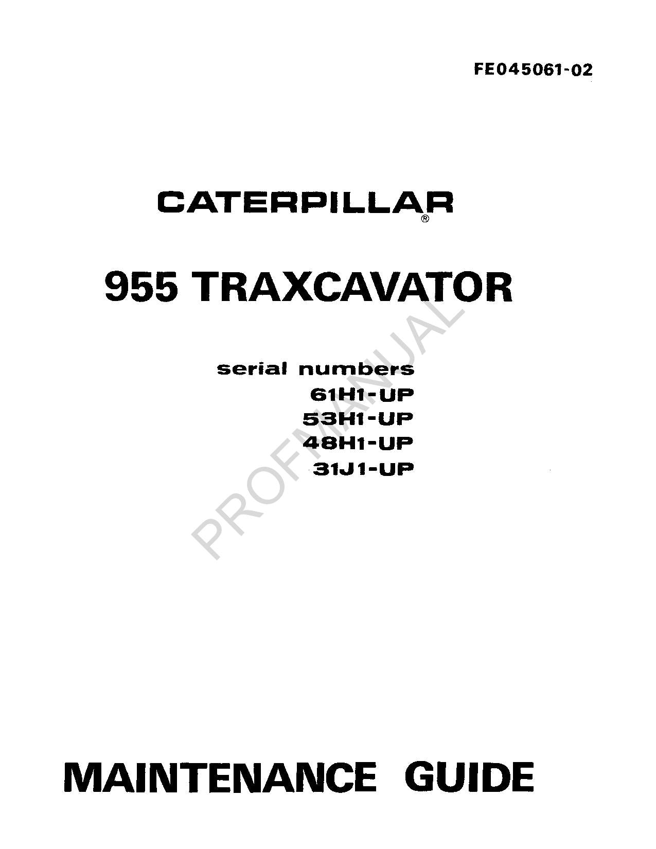 Caterpillar Cat 955 Traxcavator Operators Maintenance Manual