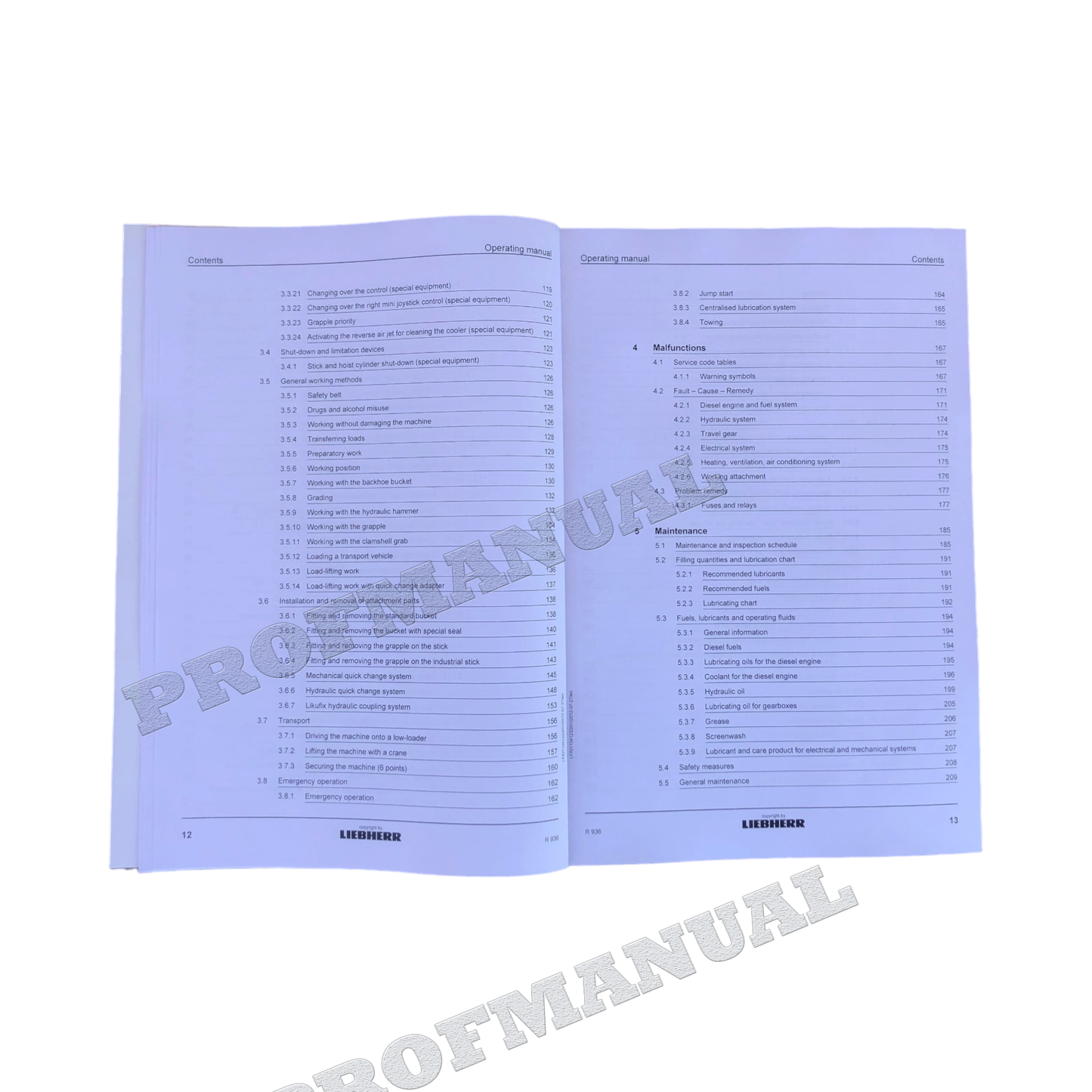 Liebherr R936 Excavator Operators manual