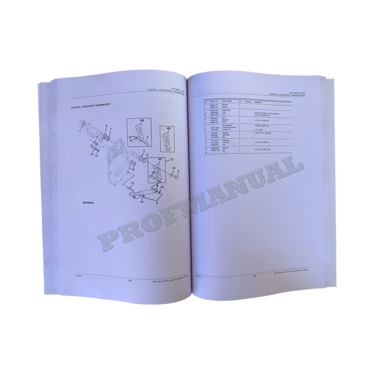 JOHN DEERE 425 445 455 TRACTOR PARTS CATALOG MANUAL