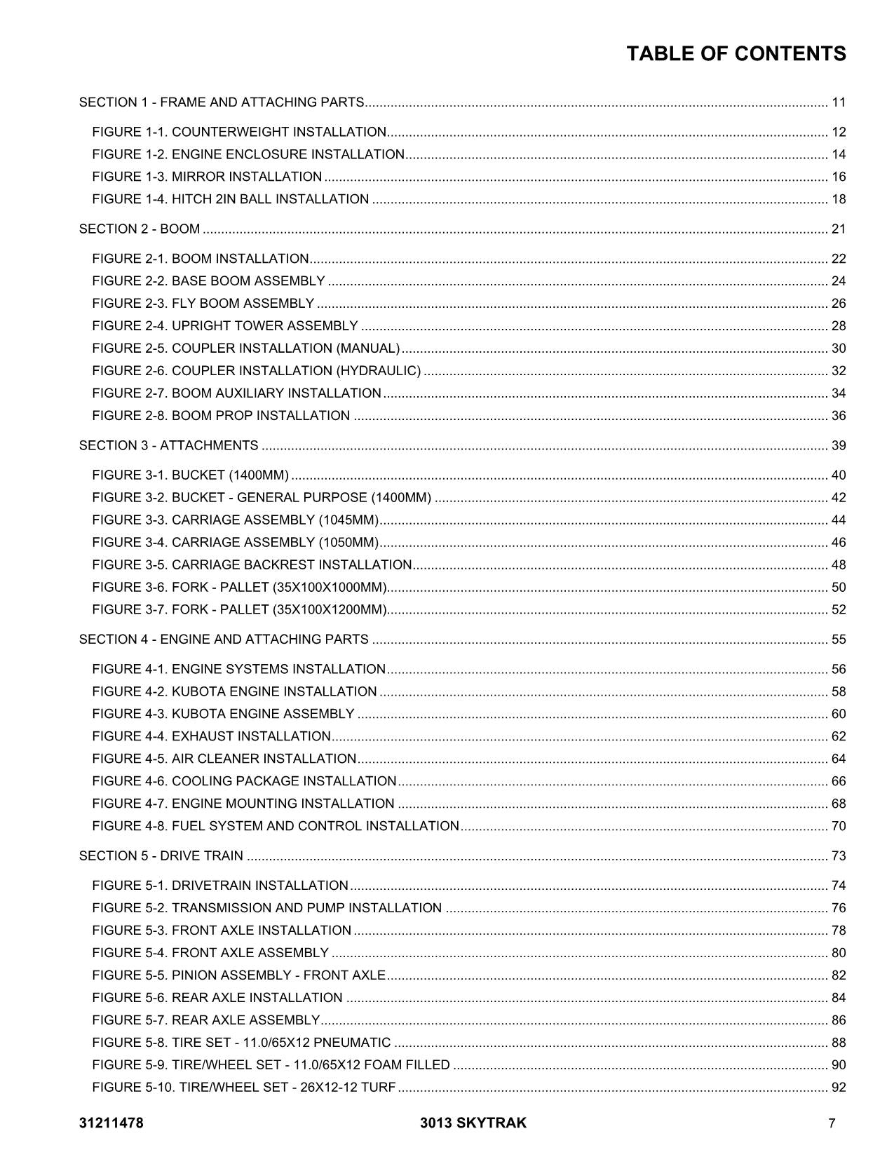 SKYTRAK 3013 Telehandler Parts Catalog Manual