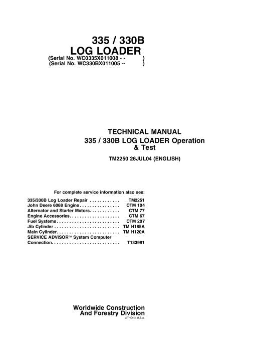 JOHN DEERE 330B 35 LOADER SERVICE OPERATION TEST REPAIR MANUAL