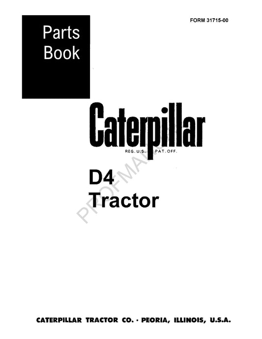 Caterpillar Cat D4 Tractor Parts Catalog Manual ser 7U31447-32959