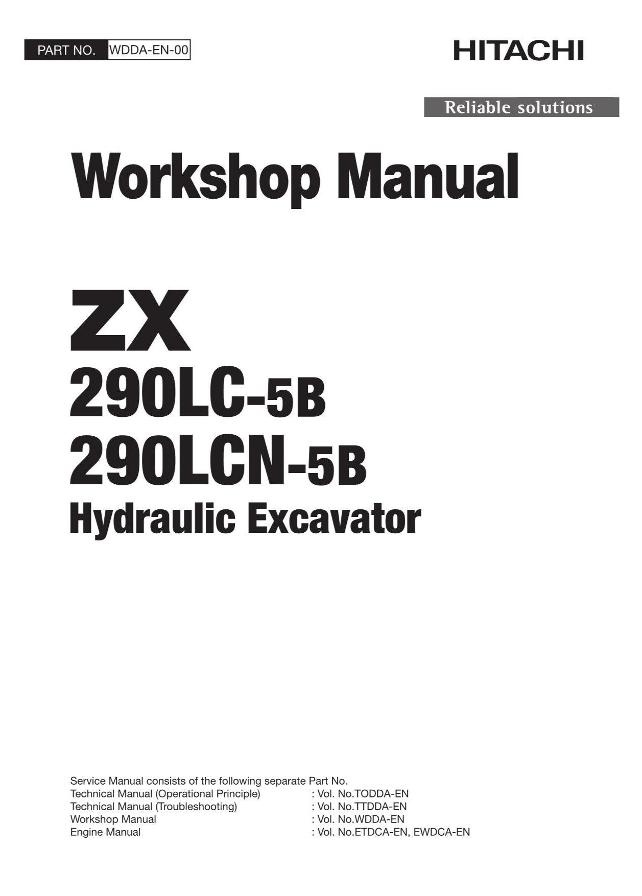 Hitachi ZX290LC-5B ZX290LCN-5B Excavator Workshop Service Repair manual