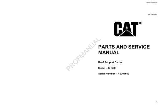 Catalogue de pièces détachées pour Caterpillar SH630 Carrier Underground Longwall, manuel d'utilisation, série RS304019