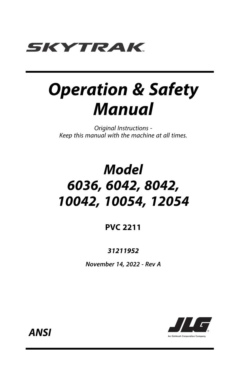 SKYTRAK 10042 10054 12054 6036 6042 8042 Telehandler Operators Manual 31211952