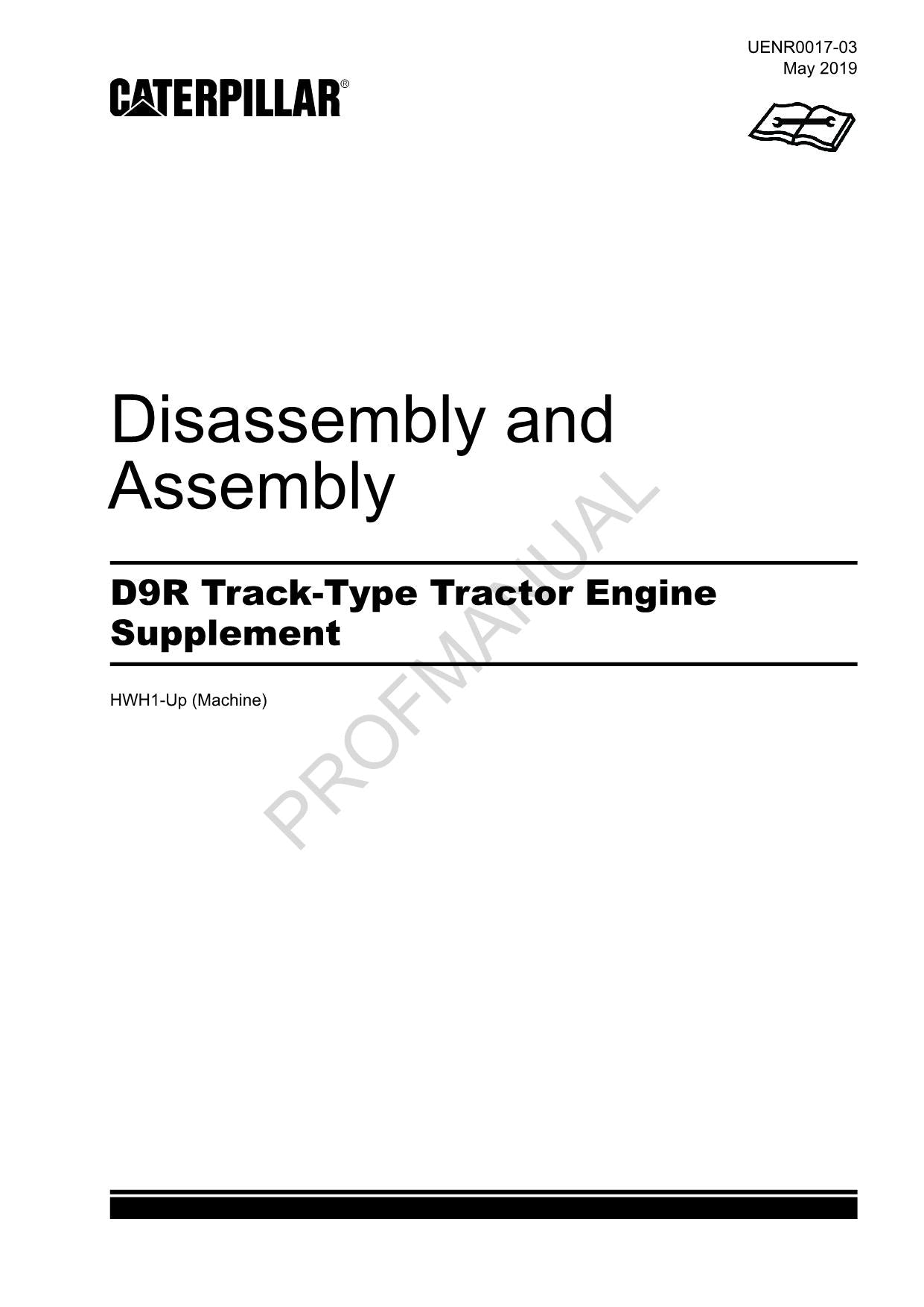 Caterpillar D9R Track Type Tractor Engine Supplement Manual Disassembly Assembly