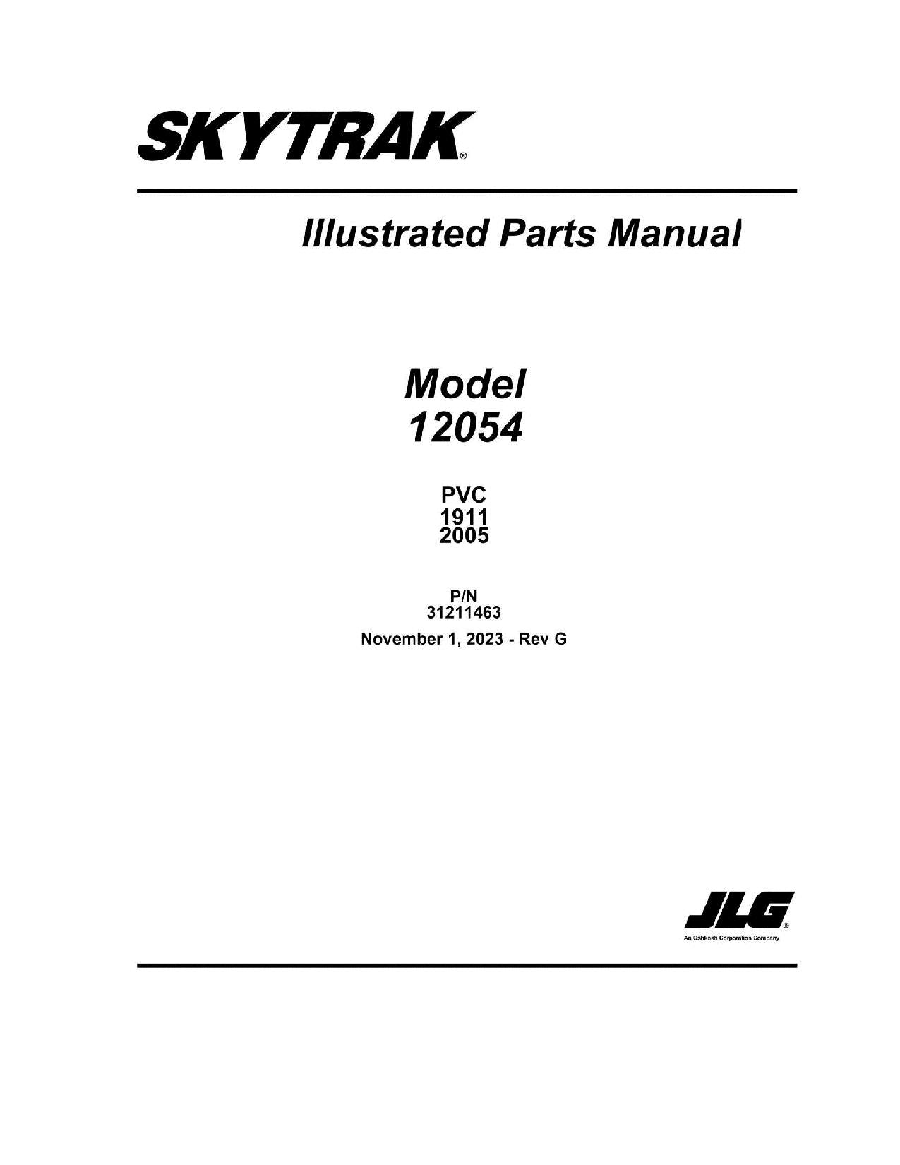 SKYTRAK 12054 Telehandler Parts Catalog Manual 31211463