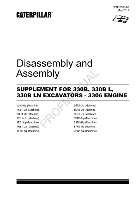 Caterpillar SUPPL 330B 330B L 330B LN BAGGER 3306 ENG Demontage- und Montagehandbuch