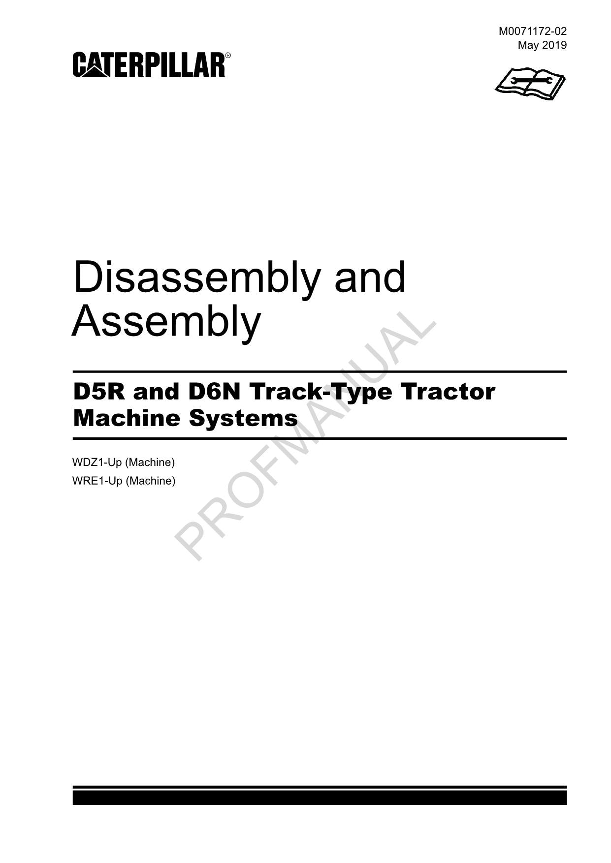 Caterpillar D5R D6N Track Tractor Machine SYS Manual Disassembly Assem M0071172