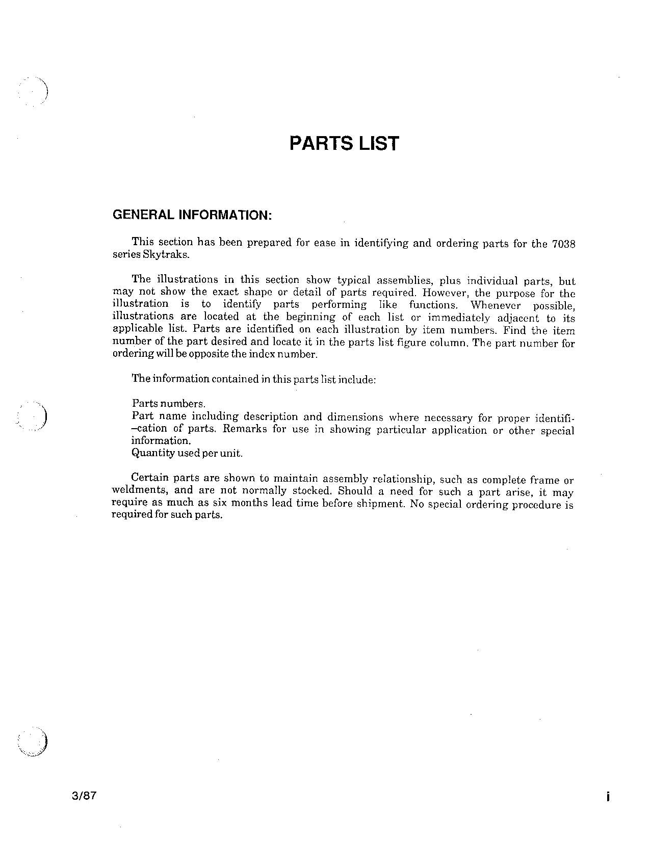 SKYTRAK 8038 Telehandler Parts Catalog Manual