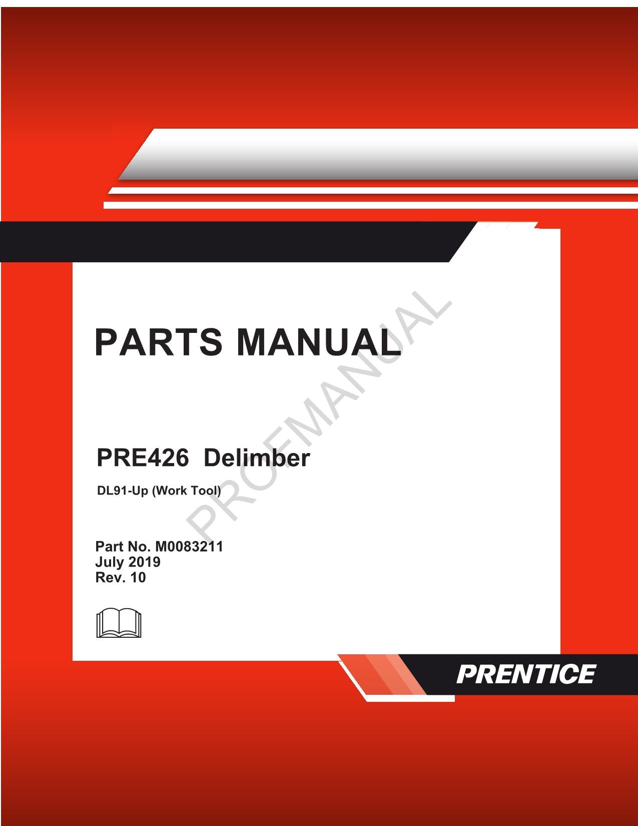 Caterpillar PRE426 Delimber Parts Catalog Manual