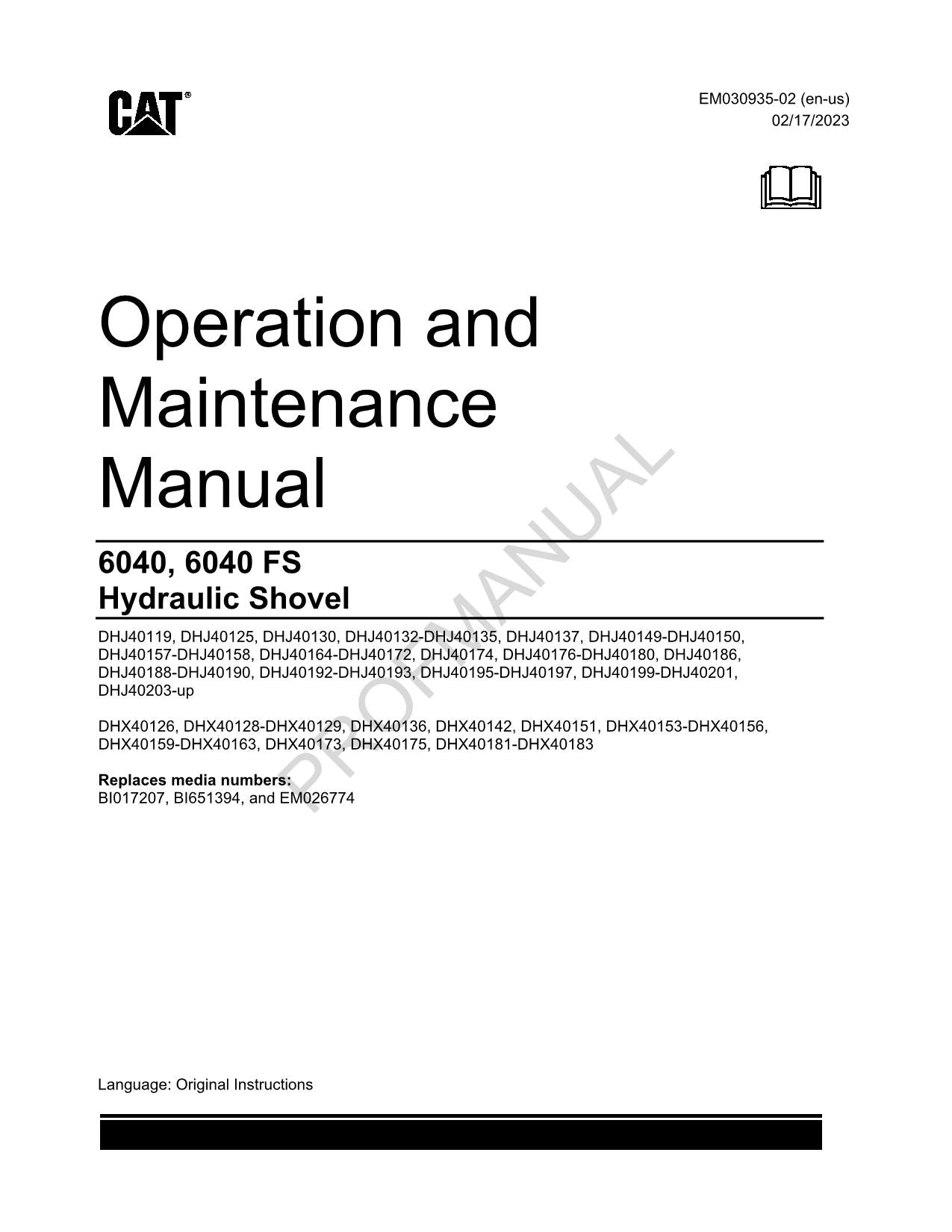 Caterpillar DHJ DHX-6040 6040 FS-C32-CAMP-SIL-MDG15 OPERATORS MAINTENANCE MANUAL