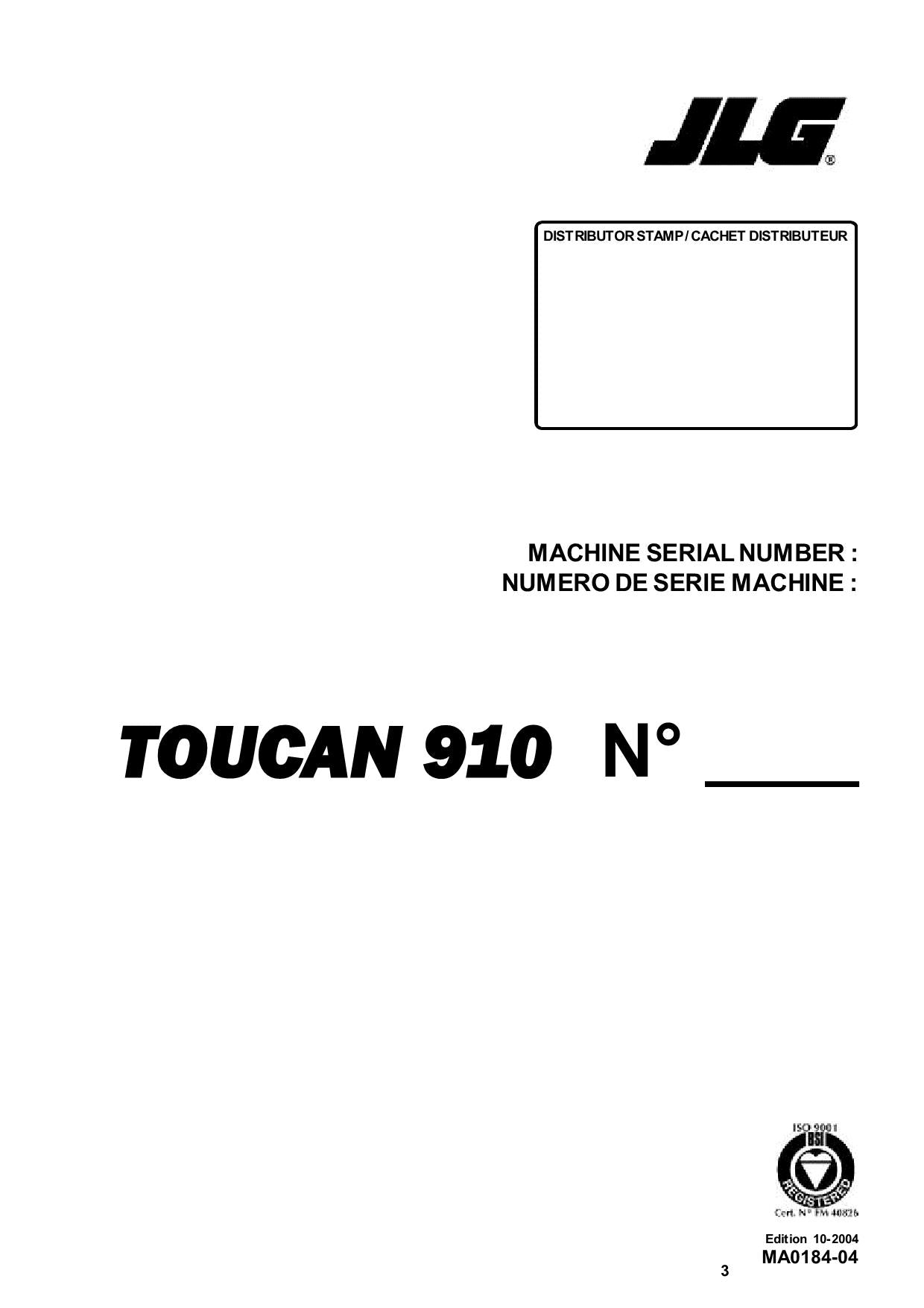 TOUCAN 910 Vertical Lift Parts Catalog Manual Multi language