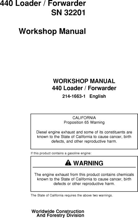 MANUEL DE RÉPARATION ET D'ENTRETIEN DU TRANSPORTEUR JOHN DEERE 440 sn 32201-