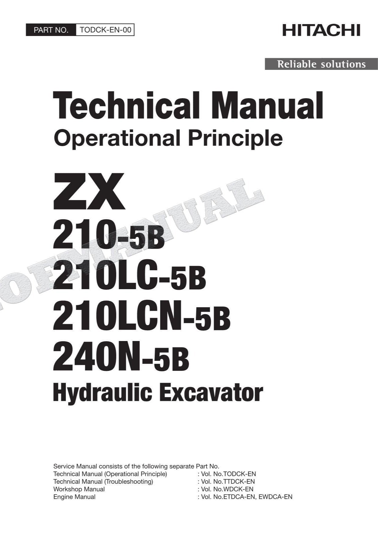 HITACHI ZX210-5B ZX210LC-5B Excavator Service Manual Operational Principle