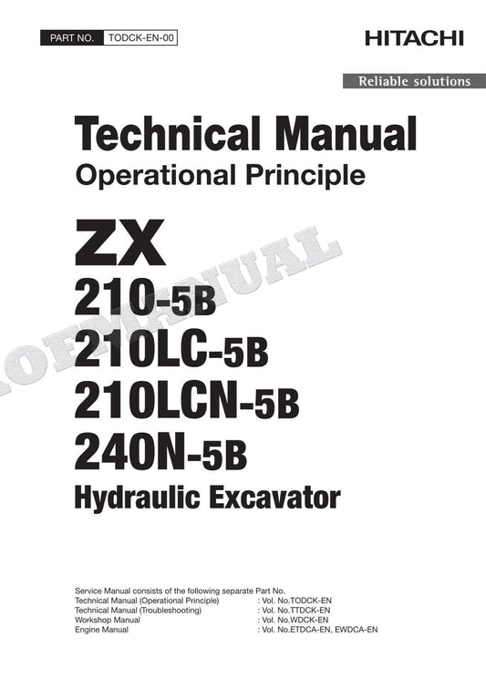 HITACHI ZX210LCN-5B ZX240N-5B Excavator Service Manual Operation Principle