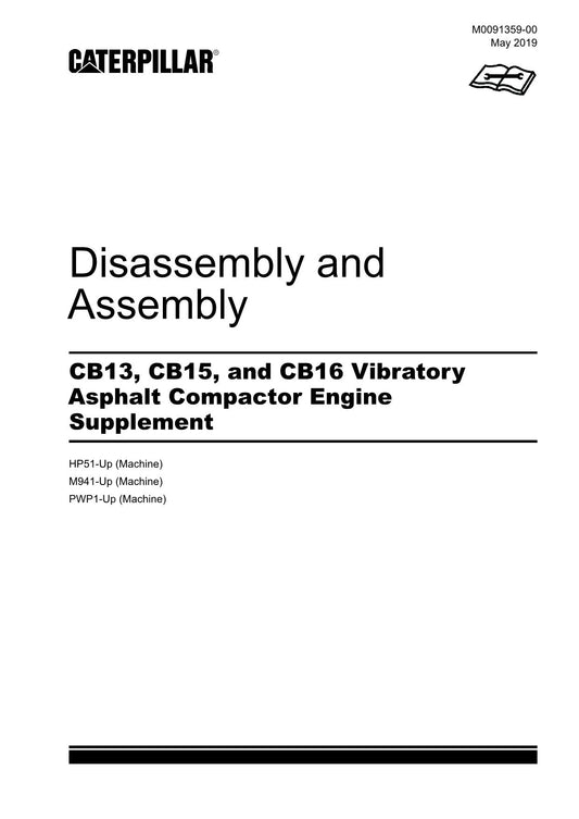 Caterpillar CB13 Compactor Engine Suppl Disassem Assem Service Manual M0091359