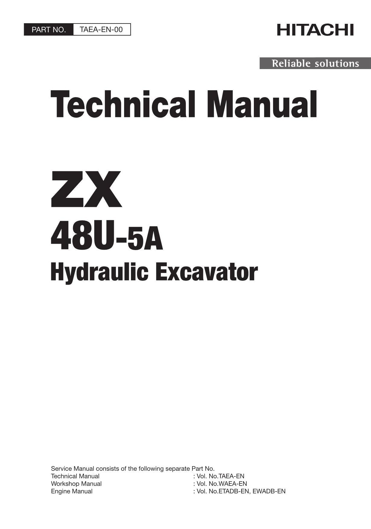 Hitachi ZX48U-5A Excavator Service Manual with Schemes