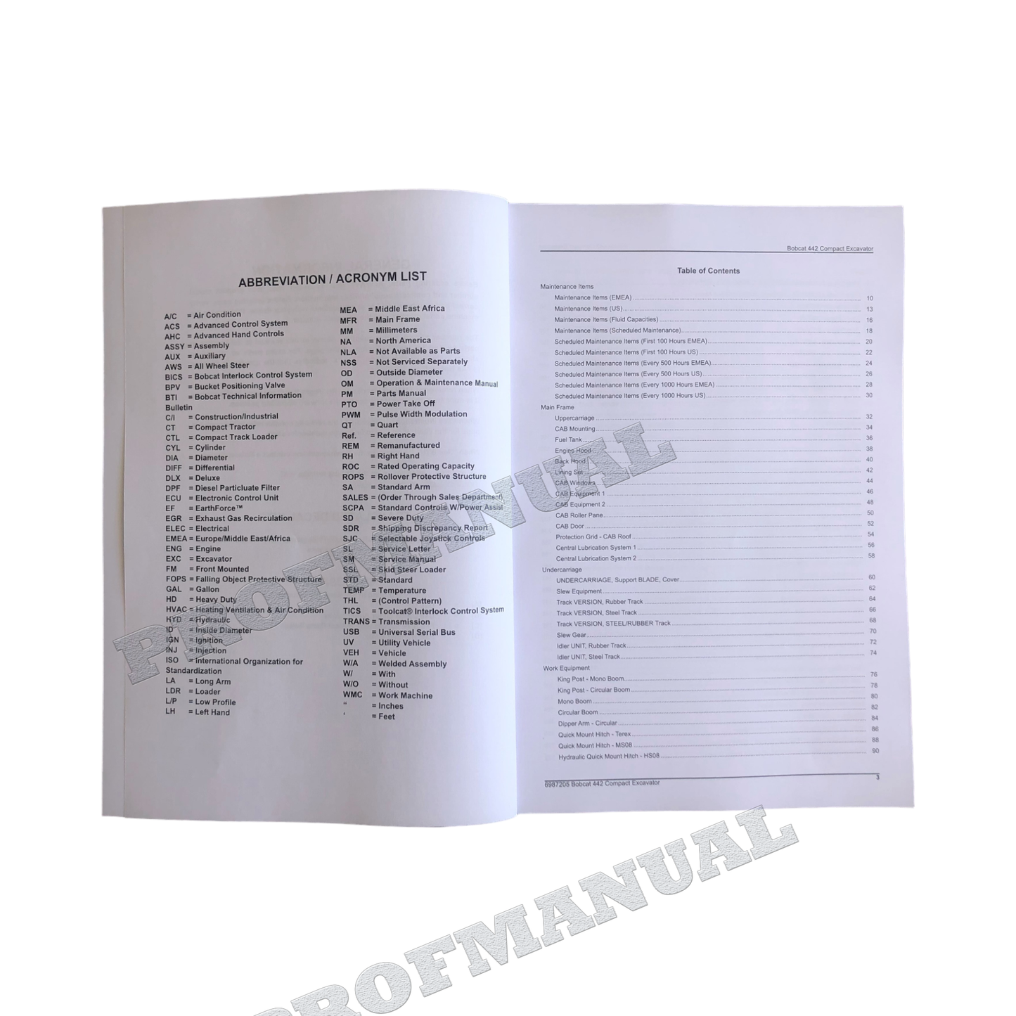 Bobcat 442 Bagger Teilekatalog Handbuch ADBR11001- ADBS11001-