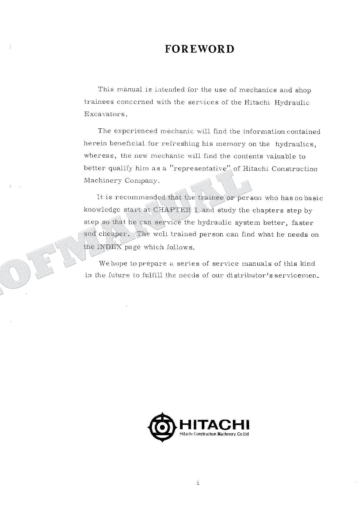 HITACHI HYDRAULIC EXCAVATOR SYSTEM Service manual