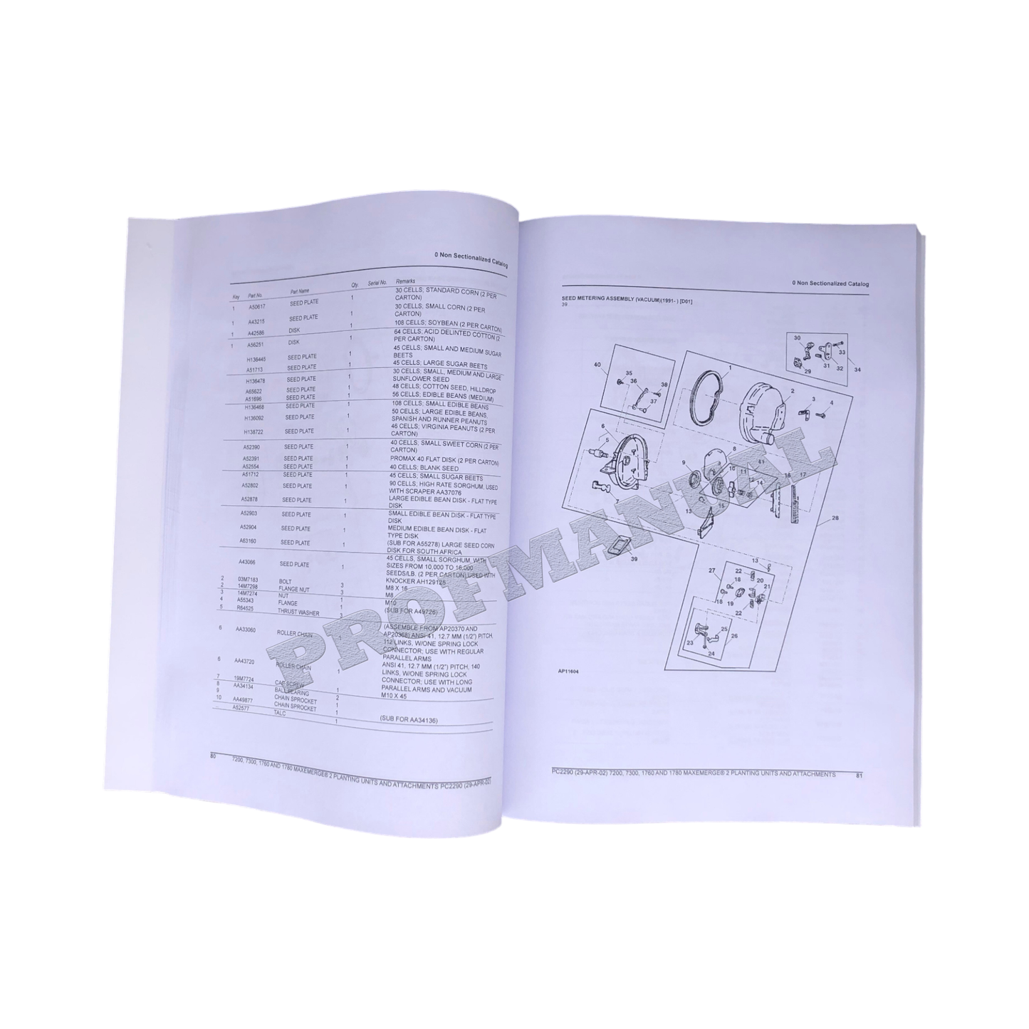 JOHN DEERE 7200 7300 7240 7340 1780 Pflanzmaschine Teilekatalog Handbuch