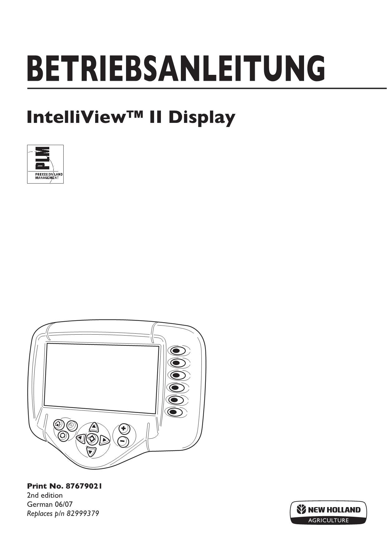 New Holland IntelliView II Display Bedienungsanleitung