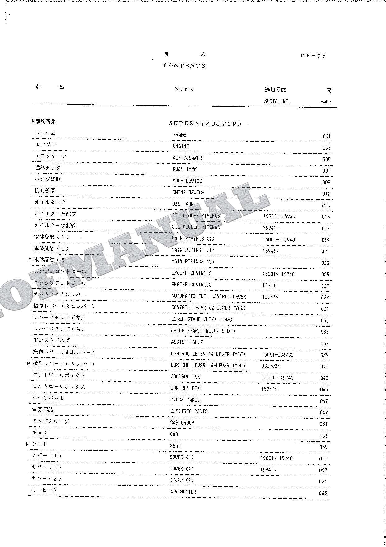 HITACHI UH053 Excavator Parts Catalog Manual EP12A-1-4