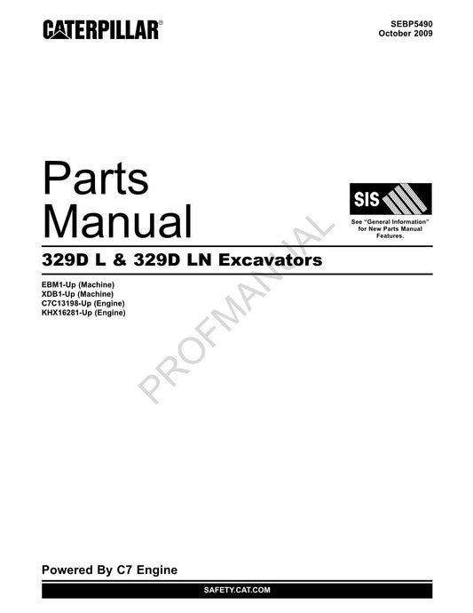 Caterpillar Cat 329D L 329D LN Excavator Parts Catalog Manual SEBP5490