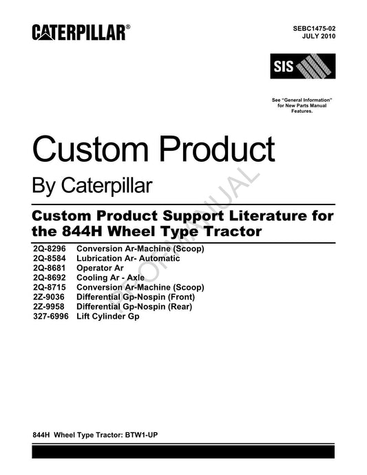 Caterpillar Cat Support 844H Wheel Type Tractor Parts Catalog Manual SEBC1475