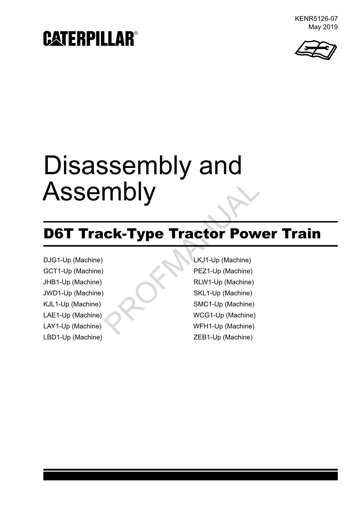 Caterpillar D6T Track Tractor Power Train Manual Disassembly Assembly KENR5126