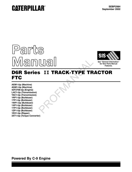 Manuel du catalogue de pièces détachées FTC pour tracteur à chenilles Caterpillar D6R série II SEBP2984