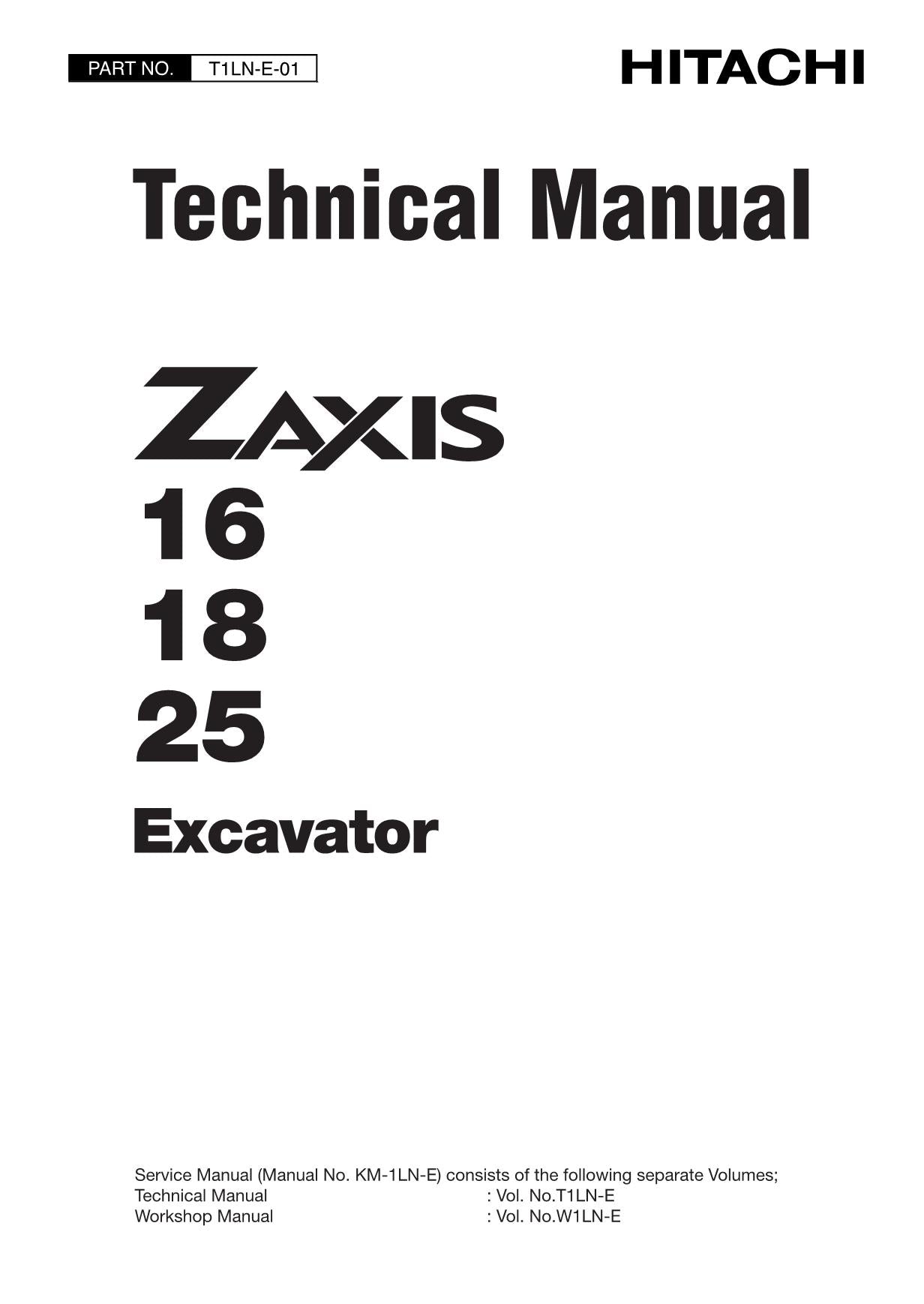 Hitachi ZX16 ZX18 ZX25 Excavator Service Manual with Schemes