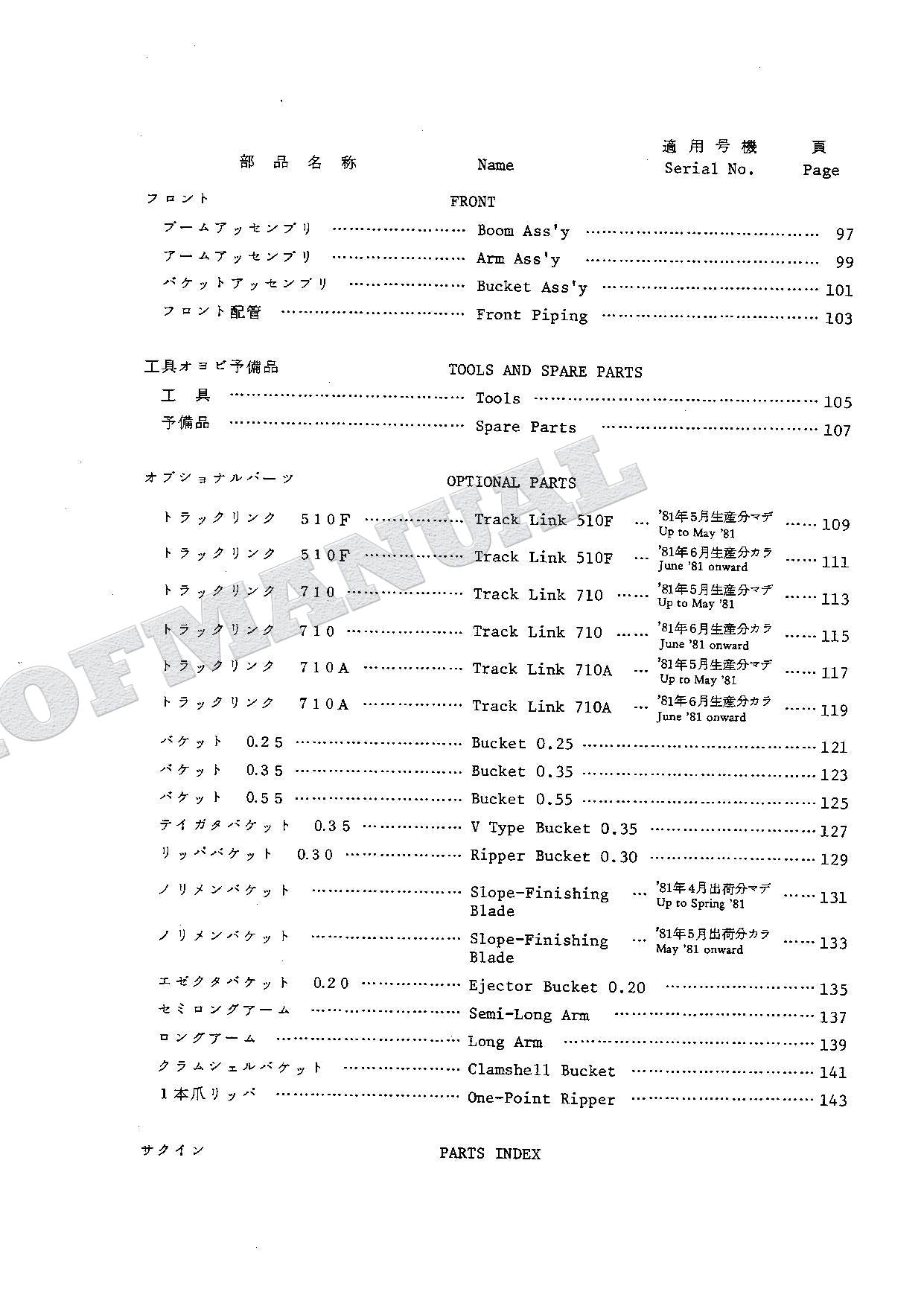 HITACHI UH062 Excavator Parts Catalog Manual