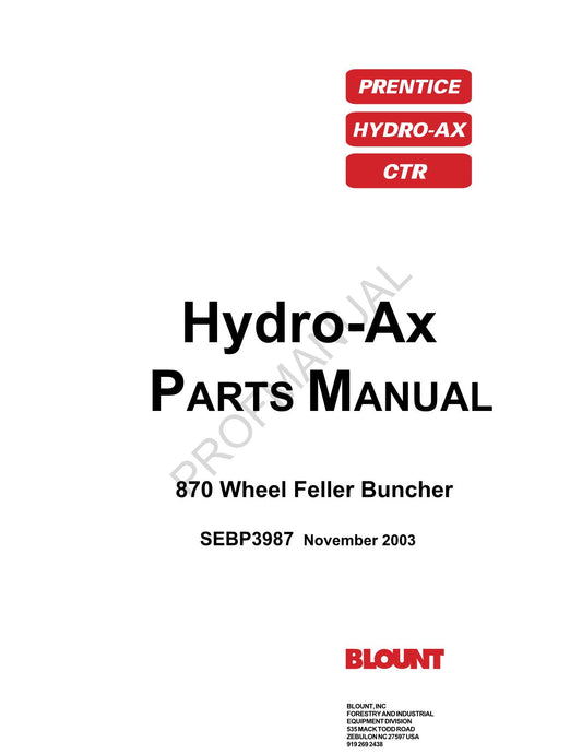 Caterpillar Cat Hydro Ax 870 Wheel Feller Buncher Teilekatalog Handbuch