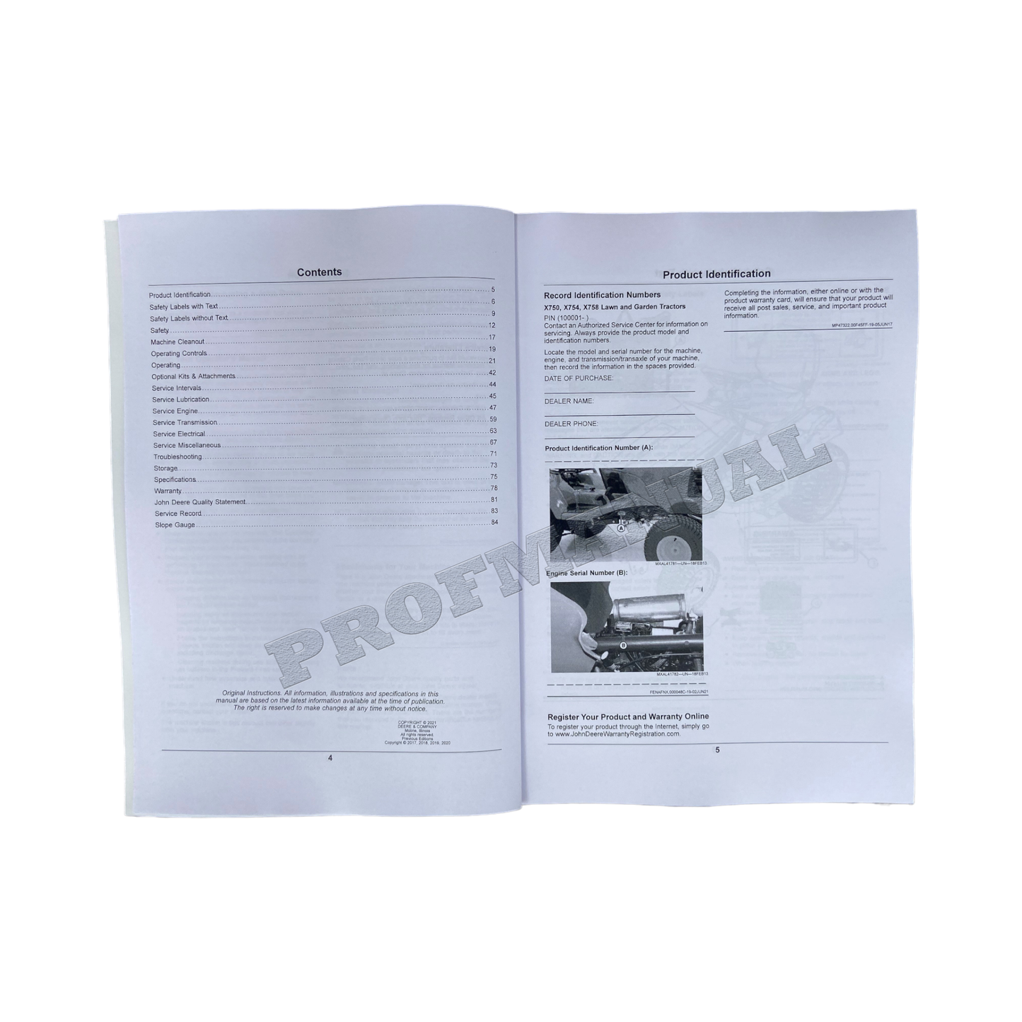 JOHN DEERE X750 X754 X758 TRACTOR OPERATORS MANUAL SER 100001-