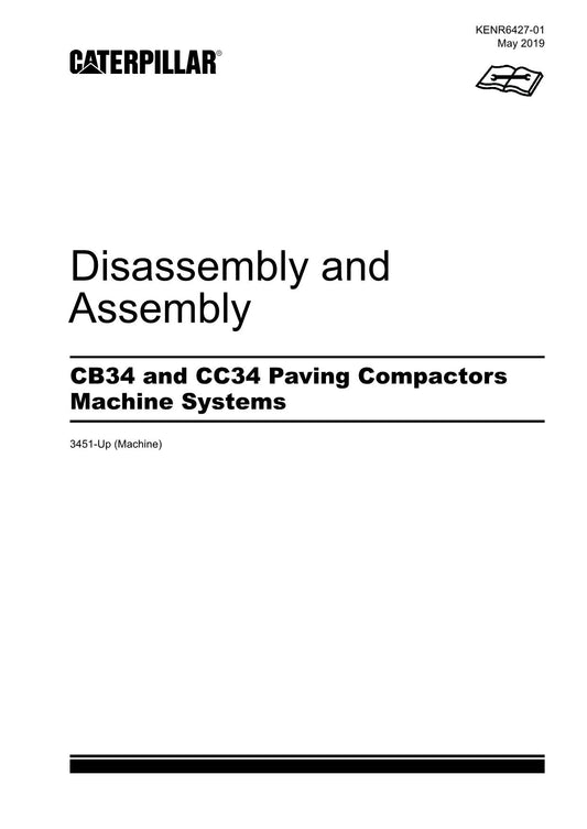 Caterpillar Cat CB34 CC34 Compactor Disassembly Assembly Service Manual