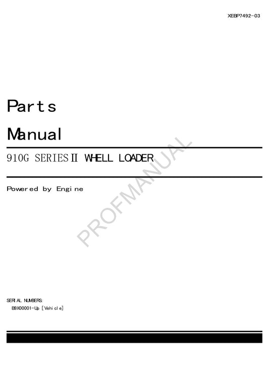 Caterpillar Cat 910G Series II Wheel Loader Parts Catalog Manual XEBP7492