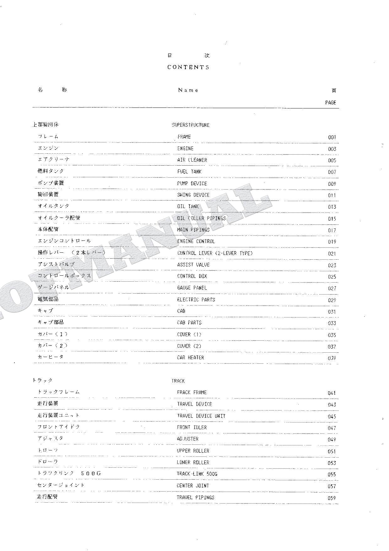 HITACHI UH043 Excavator Parts Catalog Manual EP735-2-1