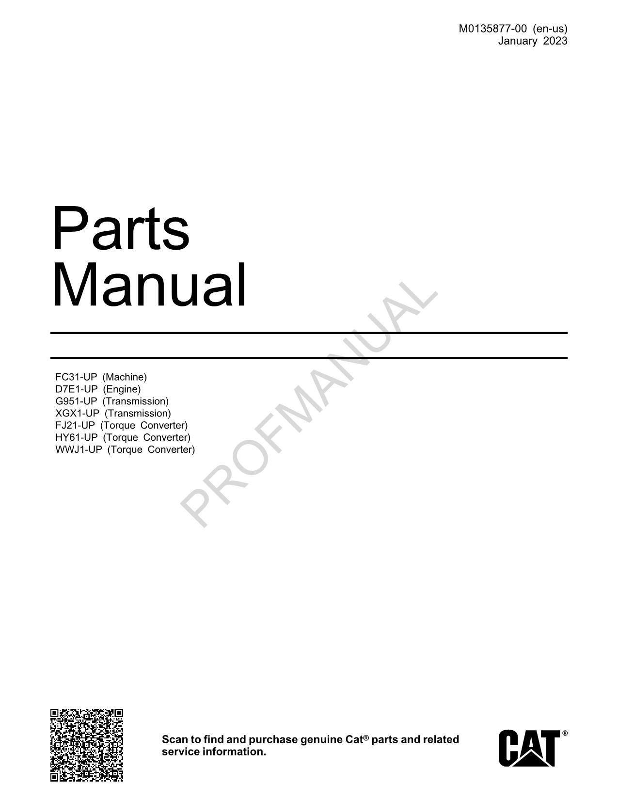 Caterpillar Cat 962 Wheel Loader Parts Catalog Manual M0135877