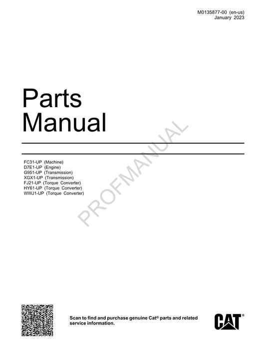 Caterpillar Cat 962 Wheel Loader Parts Catalog Manual M0135877