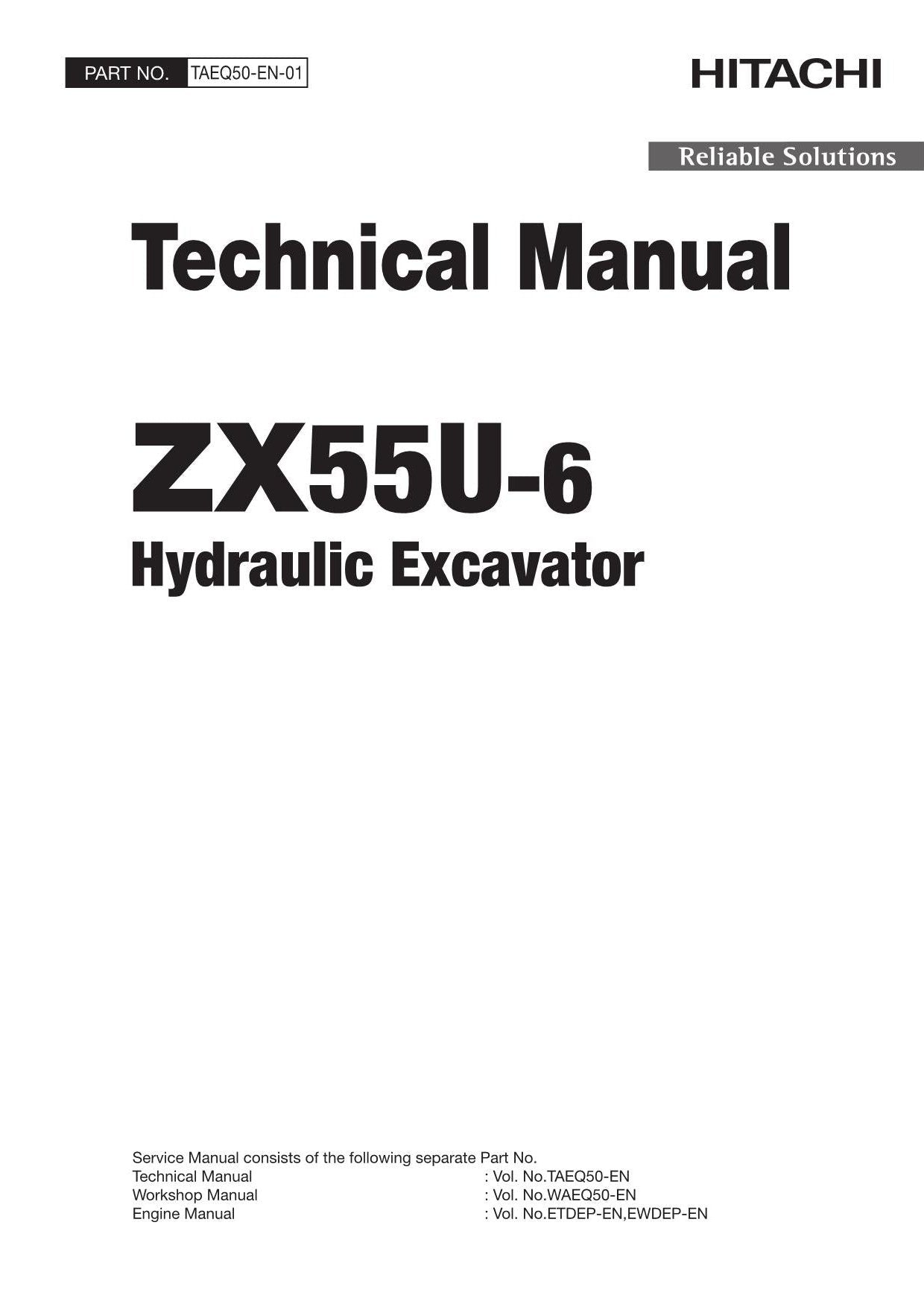 Hitachi ZX55U-6 Excavator Service Manual with Schemes