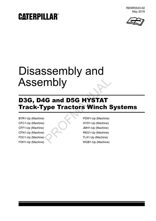 Manuel de démontage et d'assemblage du treuil pour tracteur Caterpillar D3G D4G D5G HYSTAT