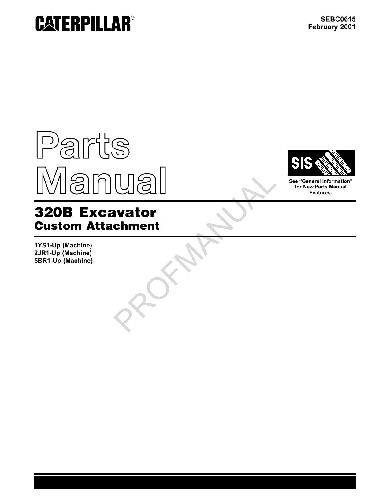 Caterpillar Cat 320B Excavator Custom Attachment Parts Catalog Manual