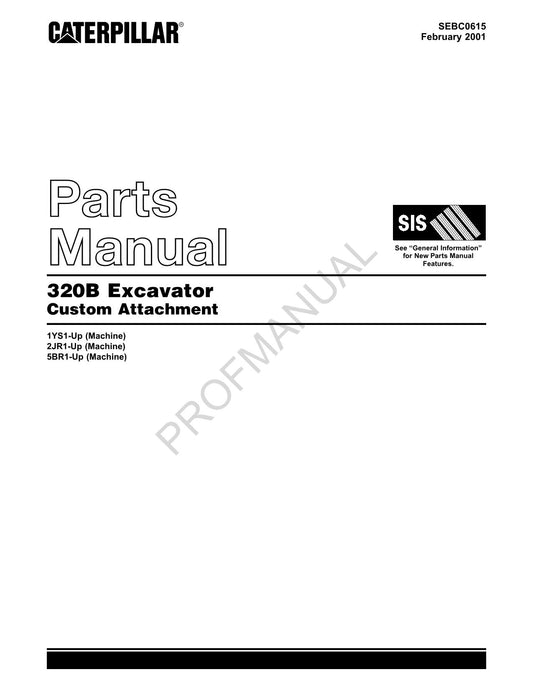 Caterpillar Cat 320B Excavator Custom Attachment Parts Catalog Manual